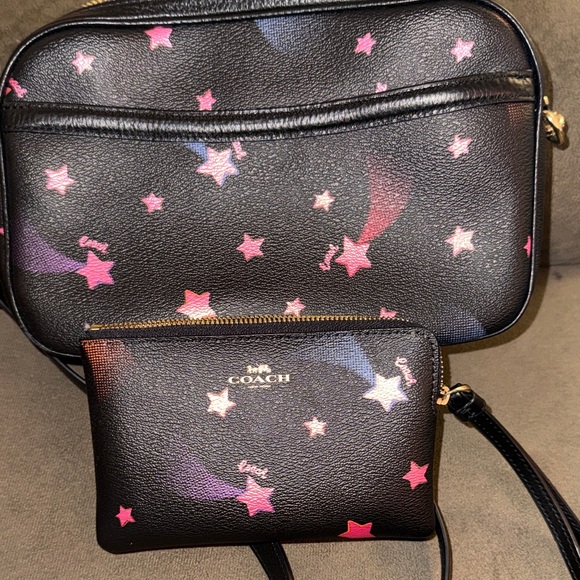 Coach Black Crossbody Bag with Pink and Purple Star Pattern (2pcs) - Picture 4 of 8